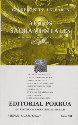 Portada del libro Autos sacramentales de Pedro Calderón de la Barca, una edición clásica de la colección Sepan Cuantos sobre teatro barroco.