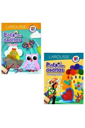 Vista del Paquete Pinta Con Deditos de Ediciones Larousse Infantil, una guía esencial sobre libros de pintura dactilar preescolar larousse para la educación y educación en casa.