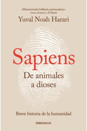 Portada del libro Sapiens: De animales a dioses de Yuval Noah Harari, una guía esencial sobre la historia de la humanidad.